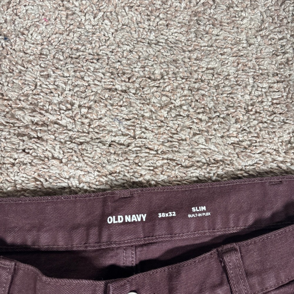Old Navy Slim Built-In Flex Burgundy Jeans Mens Size 38x32 - Picture 6 of 9